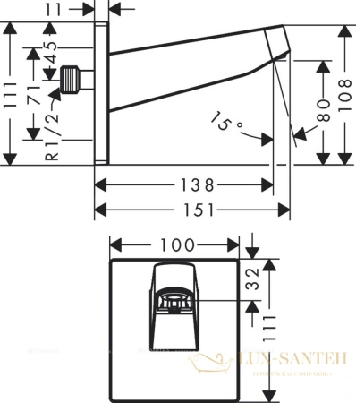 держатель для верхнего душа hansgrohe 24149000