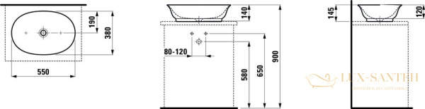 раковина laufen the new classic 8.1285.2.757.112.1 накладная 55 см, белый матовый 