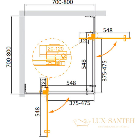 душевой уголок cezares slider slider-a-2-70/80-br-nero 80x80 профиль черный матовый, стекло бронзовое