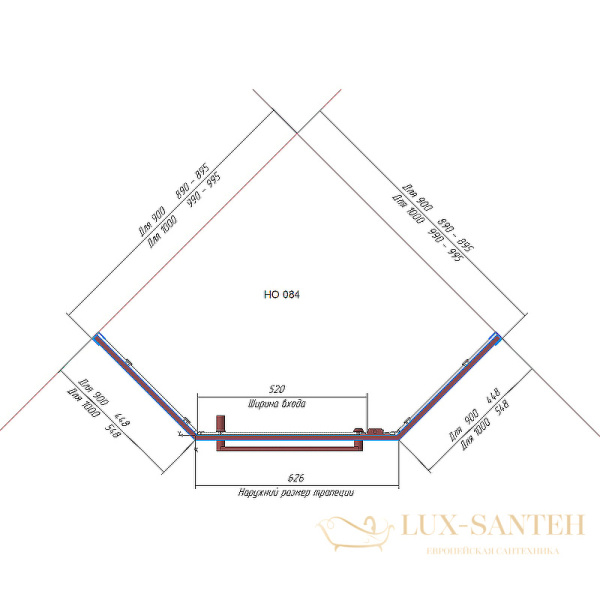 душевой уголок rgw hotel 350608499-11 ho-084 90x90, профиль хром, стекло прозрачное