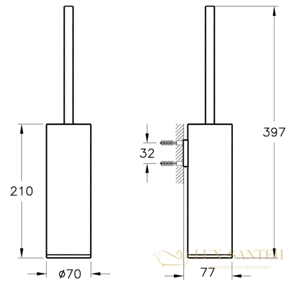 ерш vitra origin a4489436, черный матовый