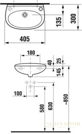 раковина подвесная jika lyra 40x30 1527.1.000.106.1