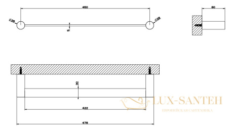 полотенцедержатель gessi 316 accessories 54800.239 45 см, нержавеющая сталь шлифованная