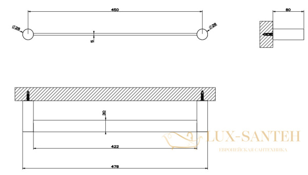 полотенцедержатель gessi 316 accessories 54800.707 45 см, черный шлифованный хром pvd