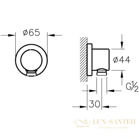 душевой комплект vitra solid s a49264exp 220 мм, хром