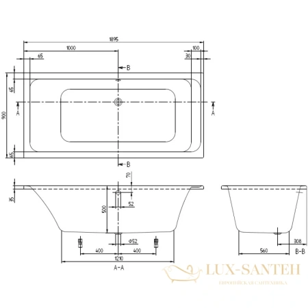 акриловая ванна villeroy & boch architectura uba199ara2v-01 189,5х90 см, альпийский белый