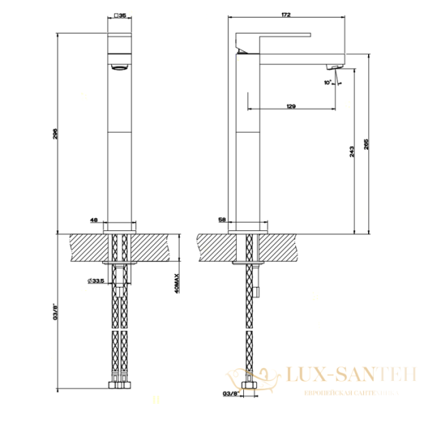 смеситель для раковины gessi rettangolo 11922.031, хром