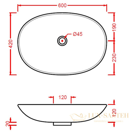 раковина накладная artceram la fontana 2.0 lfl001 01 00 600х420 мм, белый