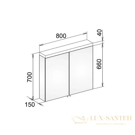 зеркальный шкаф keuco royal reflex, 24203171301, с подсветкой, 800 х 700 х 150 мм, серебристый анодированный