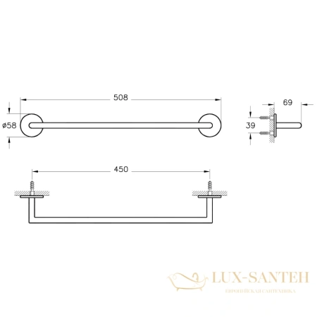 полотенцедержатель vitra origin a4488636 50,8 см, черный матовый