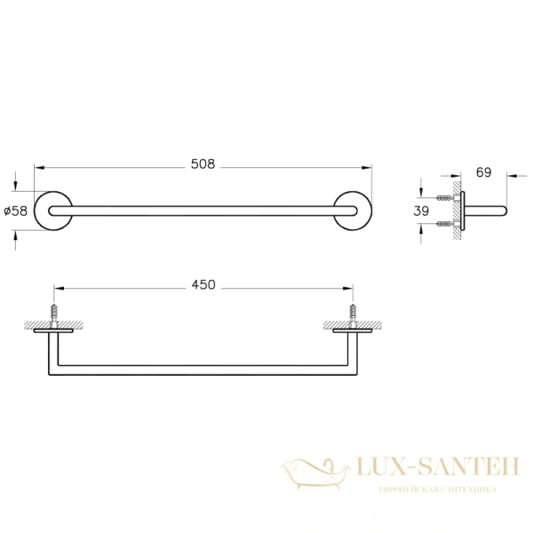 полотенцедержатель vitra origin a44886 50,8 см, хром