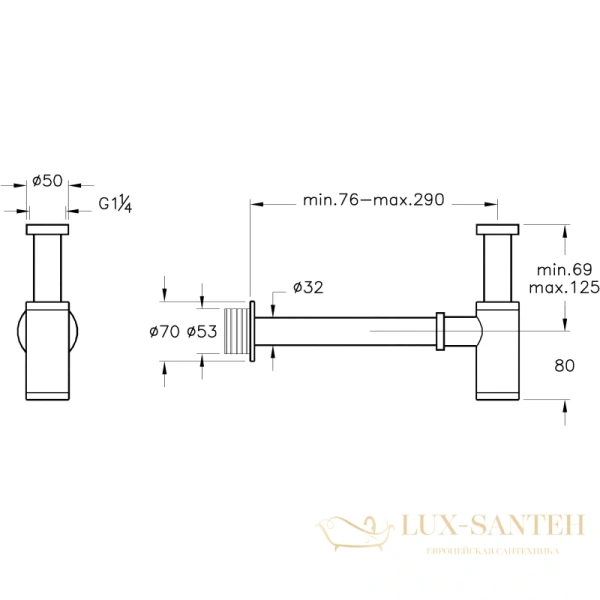 сифон vitra syphon a4512326 для раковины, медь