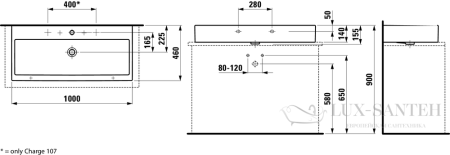 раковина laufen living 8.1843.8.000.107.1 накладная 100 см, белый глянцевый 