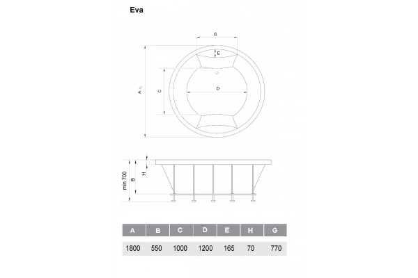 ванна акриловая vayer eva d180