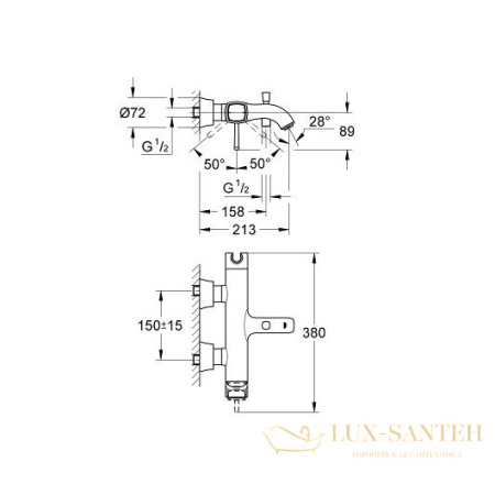 смеситель grohe grandera 23317ig0 для ванны, хром/золото