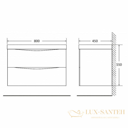 тумба под раковину belbagno marino marino-800-2c-so-wo-p 80 см подвесная, rovere bianco