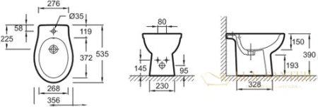 биде напольное jacob delafon new patio ebb0002-00