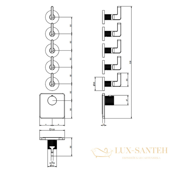 термостат gessi inciso 58220.299 для ванны, black xl