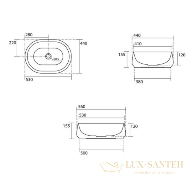 раковина kerasan f10 460530 56х44 см, белый матовый