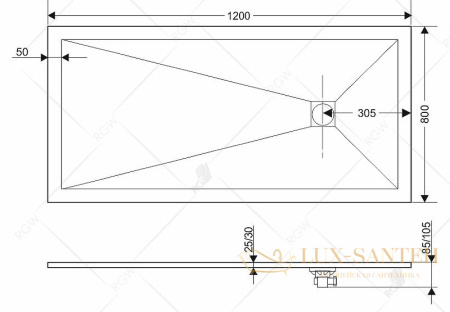 душевой поддон rgw stone tray 16152812-11 из искусственного камня st-tr 120x80, терракот