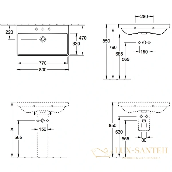 раковина villeroy & boch avento 41568001 80x47 см, альпийский белый