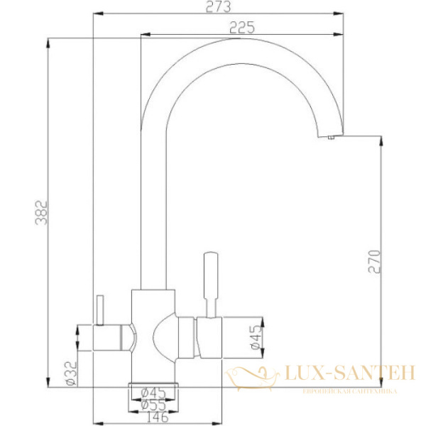 смеситель zorg steel hammer sh713satin для кухни, сатин