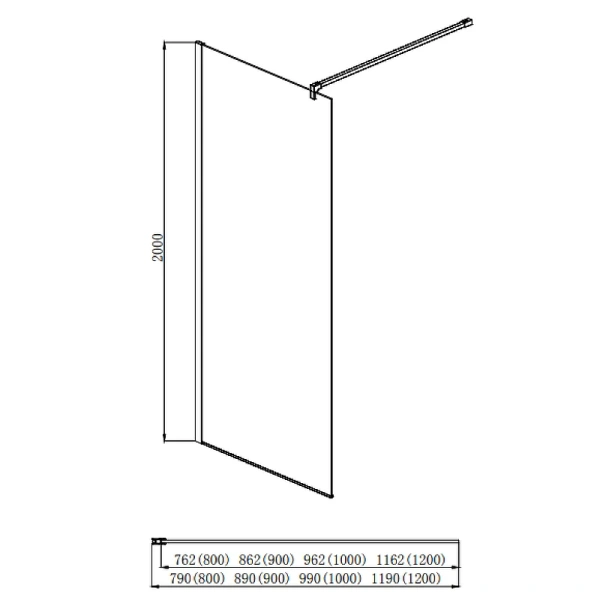 душевая перегородка aquatek aq wiw 10020bl walk in с держателем 1000x2000 профиль черный, стекло прозрачное
