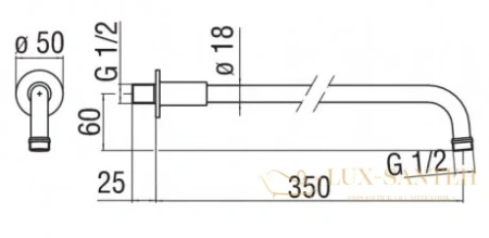 кронштейн для душа 350 мм nobili, ad138/4cr, цвет хром