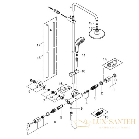 душевая система grohe tempesta cosmopolitan 160 27922000, хром