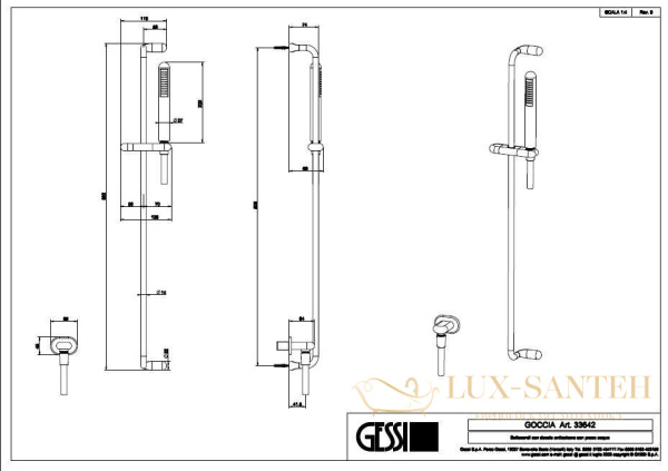 душевой гарнитур gessi goccia 33642.031, хром