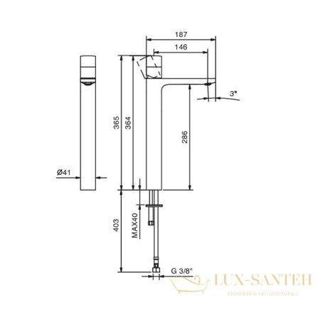 смеситель для раковины fantini nice, 65 02 s006swf, без донного клапана, излив 160мм, хром