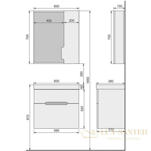 раковина jorno moduo slim p-um-mod6osl/1 60х38 см, белый 