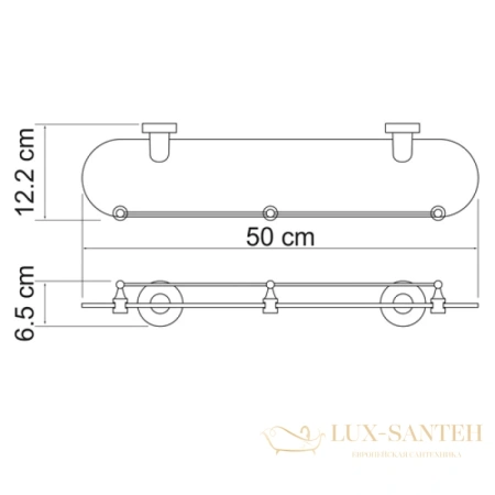 полка стеклянная wasserkraft isen k-4044 50 см, хром