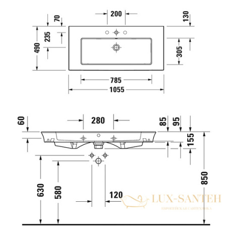 раковина duravit white tulip 2363100000 1055х490 мм, белый