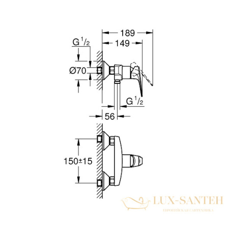 смеситель grohe bauflow 23632000 для душа, хром