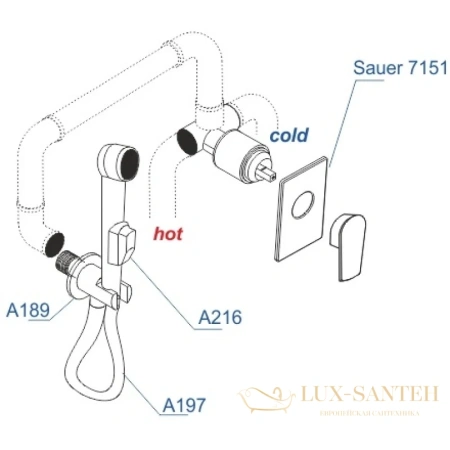 гигиенический комплект wasserkraft sauer a71097, золотой