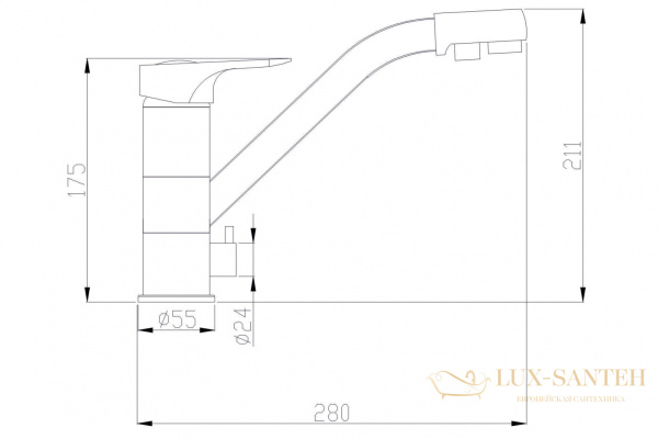 смеситель zorg steel hammer sh 321 black cr для кухни, черный матовый