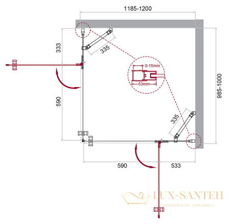 душевой уголок belbagno kraft kraft-ah-22-120/100-c-cr-r 120х100 см профиль хром, стекло прозрачное 