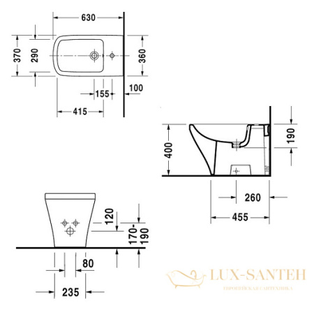 биде duravit durastyle 2283100000 напольное, белый