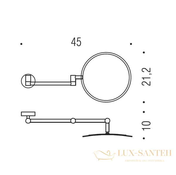 зеркало косметическое colombo design complementi b9759.0cr 21x21 см настенное с увеличением, хром