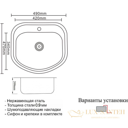 кухонная мойка zorg pvd grafit szr 4749 grafit 47 см, графит