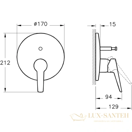 душевой комплект vitra solid s a49287exp 220 мм, хром