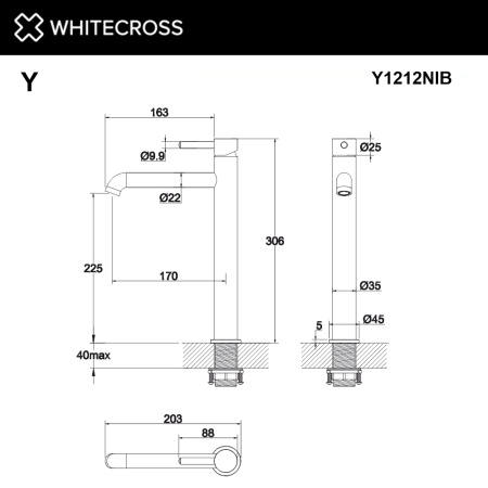 смеситель для умывальника whitecross y y1212nib, брашированный никель