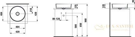 раковина laufen kartell by 8.1233.1.757.112.1 накладная 42 см, белый матовый 