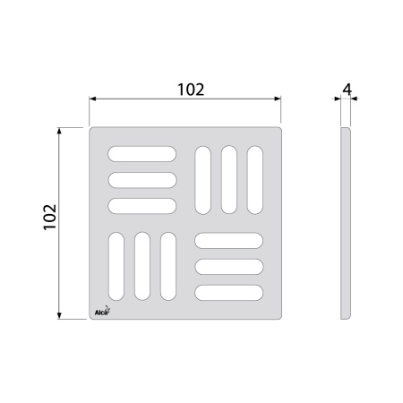 дизайновая решетка alcaplast 102 × 102 × 5 латунь – хром дизайн 1 mpv001