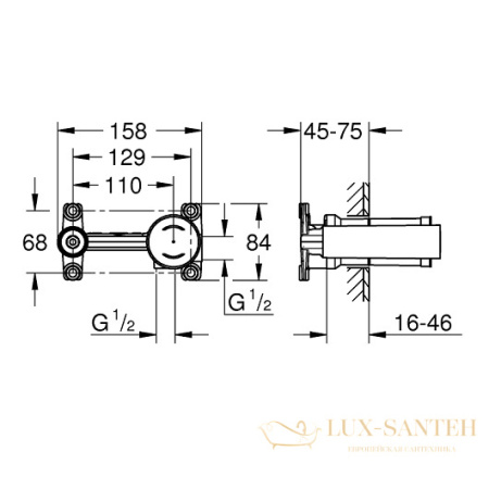 скрытая часть grohe eurostyle 23571000 для смесителя 