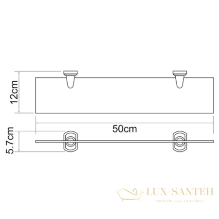 полка стеклянная wasserkraft oder k-3024, хром