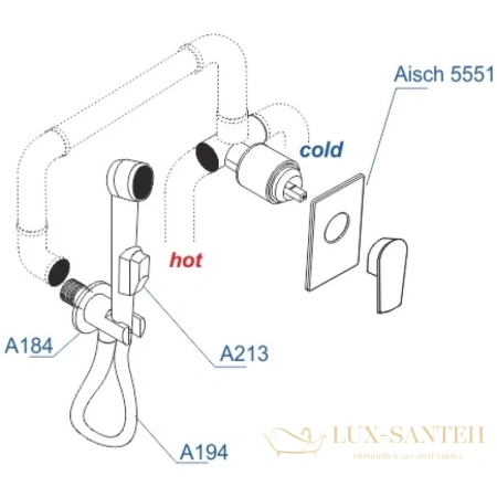 гигиенический комплект wasserkraft aisch a55094, золотой матовый