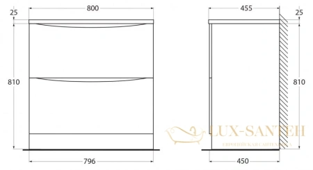 тумба belbagno acqua acqua-800-2c-pia-ps 79,6 см, pino scania