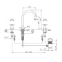 смеситель для раковины, nicolazzi monte croce, 2208go27, на 3 отверстия, излив 176мм, золото